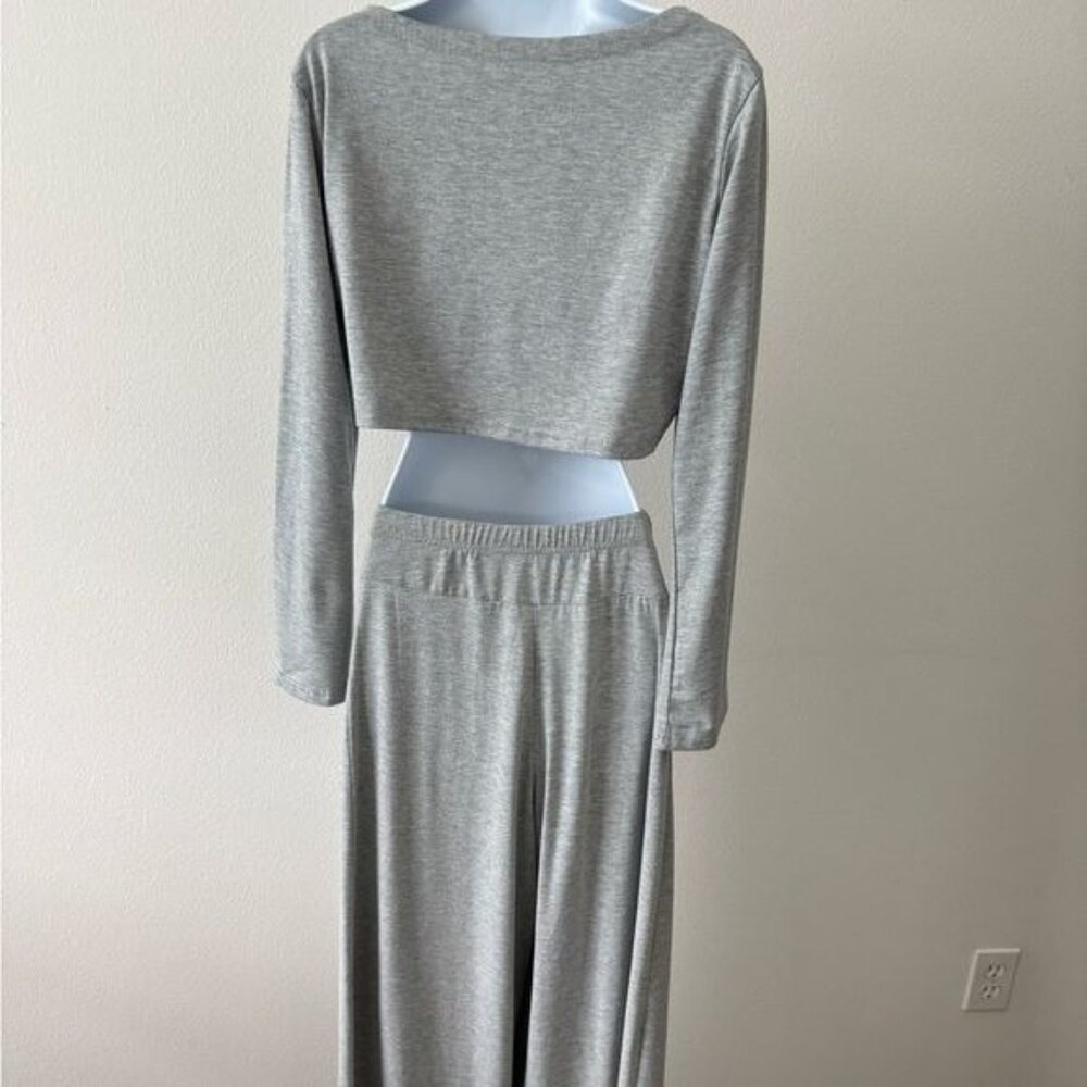 Two Piece Pant Set Medium Crop Top Flare Pants Split Fairy Festival Streetwear - Picture 3 of 11